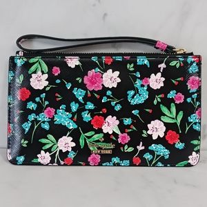 Kate Spade Leila Wristlet Black with Multicolor Floral Print